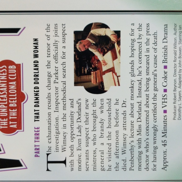 Lord Peter Wimsey The Unpleasantness At The Bellona Club 4 VHS BBC Drama Mystery - Picture 8 of 10